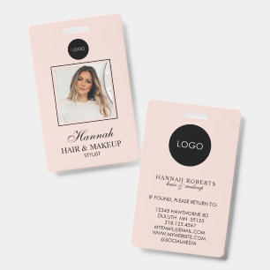 Rosa Schrift-Logo Haar Foto Make-up Ausweis