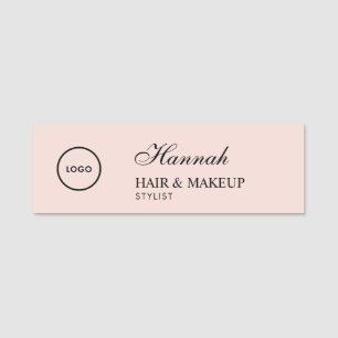 Rosa Schrift-Logo Haar-Make-up Namensschild