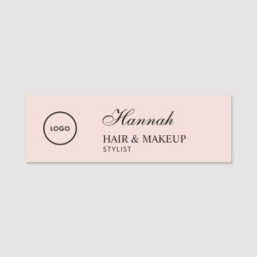 Rosa Schrift-Logo Haar-Make-up Namensschild (Vorderseite)