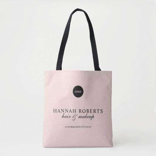 Rosa Schrift-Logo Haar-Make-up-Studio Tasche (Vorderseite)
