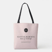 Rosa Schrift-Logo Haar-Make-up-Studio Tasche (Rückseite)