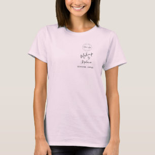 Rosa Schrift-Logo-Make-up-Staff T-Shirt