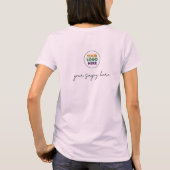 Rosa Schrift-Logo-Makeup-Mitarbeiter T-Shirt (Rückseite)