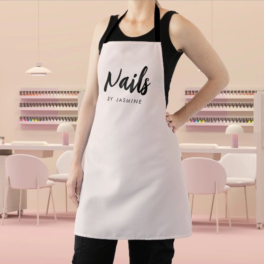 Rosa Schrift-Logo Nagelstudio-Personal Schürze