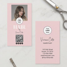 Rosa Schrift-Logo QR Code Foto Haarstylist