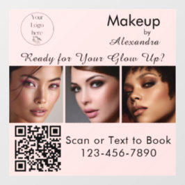 Rosa Schrift-Logo QR-Code Foto Make-up Fensteraufkleber
