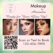 Rosa Schrift-Logo QR-Code Foto Make-up Fensteraufkleber (Blatt 3)