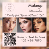 Rosa Schrift-Logo QR-Code Foto Make-up Fensteraufkleber (Blatt 2)