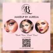 Rosa Schrift-Logo QR-Code Foto-Make-up Fensteraufkleber (Blatt 2)
