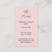 Rosa Schrift-Logo QR Code Foto Make-up Visitenkarte (Rückseite)