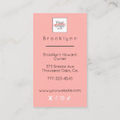 Rosa Schrift-Logo QR-Code Foto Make-up Visitenkarte (Rückseite)