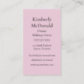 Rosa Schrift-Logo QR Code Foto Make-up Visitenkarte (Rückseite)