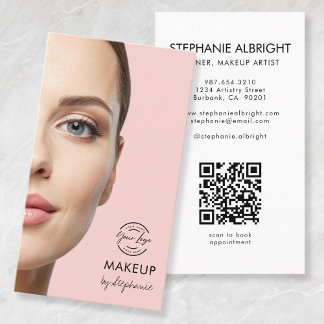 Rosa Schrift-Logo QR-Code Foto Make-up Visitenkarte