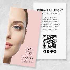 Rosa Schrift-Logo QR-Code Foto Make-up Visitenkarte