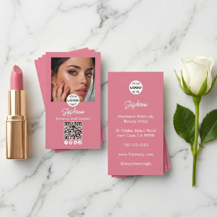 Rosa Schrift-Logo QR-Code Foto Make-up Visitenkarte