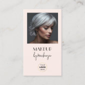 Rosa Schrift-Logo QR-Code Foto Make-up Visitenkarte (Vorderseite)