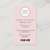 Rosa Schrift-Logo QR-Code Foto Make-up Visitenkarte (Rückseite)