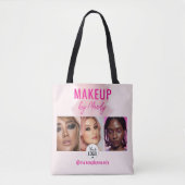Rosa Schrift Logo QR Code Foto Wasserfarbe Make-up Tasche (Vorderseite)
