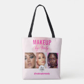 Rosa Schrift Logo QR Code Foto Wasserfarbe Make-up Tasche (Rückseite)