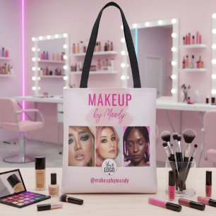 Rosa Schrift Logo QR Code Foto Wasserfarbe Make-up Tasche