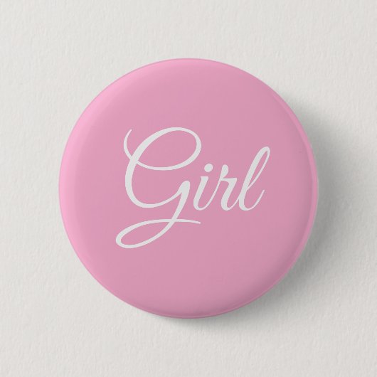 Rosa Schrift Mädchen Baby-Party Geschlechtsenthüll Button (Vorderseite)