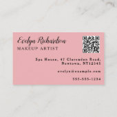 Rosa Schrift QR-Code Foto Make-up Visitenkarte (Rückseite)