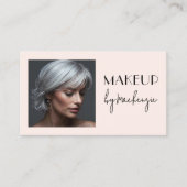 Rosa Schrift QR-Code Foto Make-up Visitenkarte (Vorderseite)
