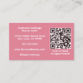 Rosa Schrift QR-Code Foto Make-up Visitenkarte (Rückseite)