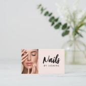 Rosa Schrift QR-Code Foto Nagelstudio Visitenkarte (Stehend Vorderseite)