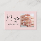 Rosa Schrift QR-Code Foto Nagelstudio Visitenkarte (Vorderseite)