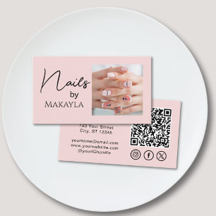 Rosa Schrift QR-Code Foto Nagelstudio Visitenkarte