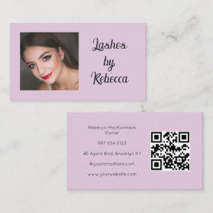 Rosa Schrift QR-Code Foto Wimpern Geschäft Visitenkarte