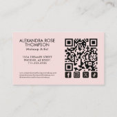 Rosa Schrift Qr Code Social Icon Make-up Visitenkarte (Rückseite)