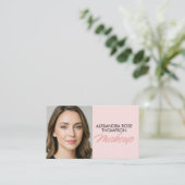 Rosa Schrift QR-Code Social Icon Make-up Visitenkarte (Stehend Vorderseite)