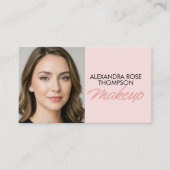 Rosa Schrift QR-Code Social Icon Make-up Visitenkarte (Vorderseite)