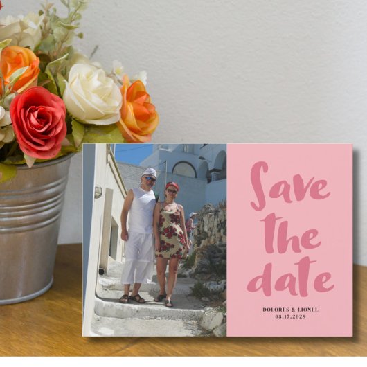 Rosa-Schrift Save the Date Einladung