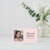 Rosa Schrift-Social-Icon-QR-Code-Foto-Make-up Visitenkarte (Stehend Vorderseite)