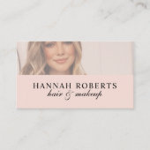 Rosa Schrift Social QR Code Foto Haar Make-up Visitenkarte (Vorderseite)