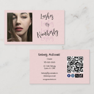 Rosa Schrift-Sozial-Symbol QR-Code Foto Wimpern Visitenkarte
