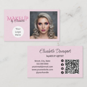 Rosa Schrift-Sozial-Symbol-QR-Code-Makeup Visitenkarte