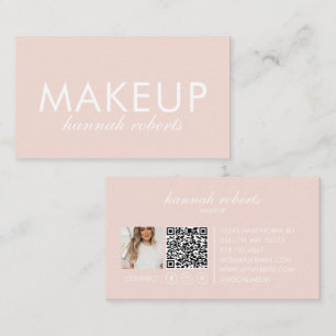 Rosa Schrift Sozialer QR-Code Foto Make-up Visitenkarte