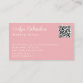 Rosa Schrift Sozialer QR-Code Foto Make-up Visitenkarte (Rückseite)