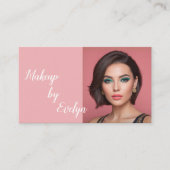 Rosa Schrift Sozialer QR-Code Foto Make-up Visitenkarte (Vorderseite)