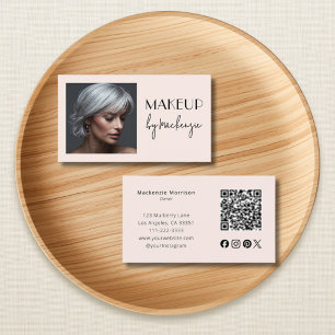 Rosa Schrift Soziales Icon QR-Code Foto Make-up Visitenkarte