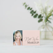 Rosa Schrift Soziales Icon QR-Code Foto Makeup Visitenkarte (Stehend Vorderseite)