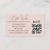 Rosa Schrift Soziales Icon QR-Code Foto Makeup Visitenkarte (Rückseite)
