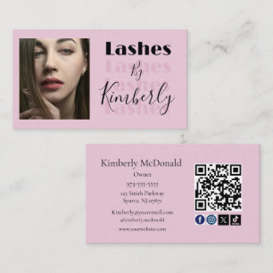 Rosa Schrift Soziales Icon QR-Code Foto Wimpern Visitenkarte