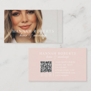 Rosa Schrift Soziales QR-Code Foto Haar Make-up Visitenkarte