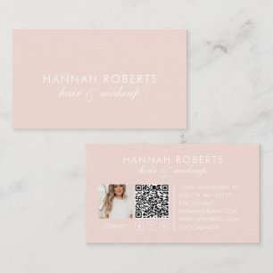 Rosa Schrift Soziales QR-Code Foto Haar Make-up Visitenkarte