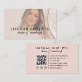 Rosa Schrift Soziales QR-Code Foto  Visitenkarte (Vorne/Hinten)